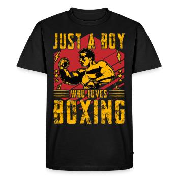 Juste un garçon qui aime la boxe - T-shirt Premium bio Homme - noir - Devant - Nico (187cm)