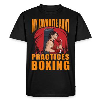 MA tante préférée pratique la boxe - T-shirt Premium bio Homme - noir - Devant - Nico (187cm)