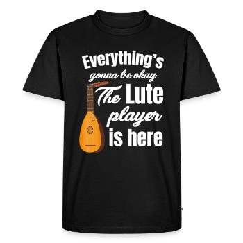 Tout ira bien, le joueur de luth est là, bandura - T-shirt Premium bio Homme - noir - Devant - Nico (187cm)