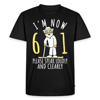 61e anniversaire 61e 61e J’ai maintenant 61 ans - T-shirt Premium bio Homme - noir - Devant - Nico (187cm)