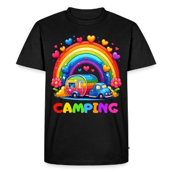 Camping Rainbow Campsite Happiness Camper Heart - Men's Premium Organic T-Shirt - black - Front - Nico (187cm)