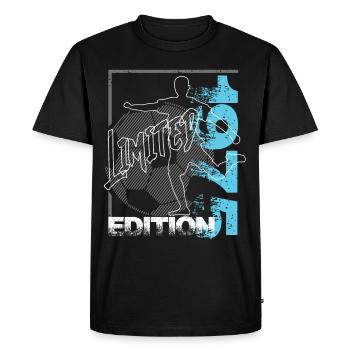 Limited Edition 1975 Limited Edition Football - Men's Premium Organic T-Shirt - black - Front - Nico (187cm)