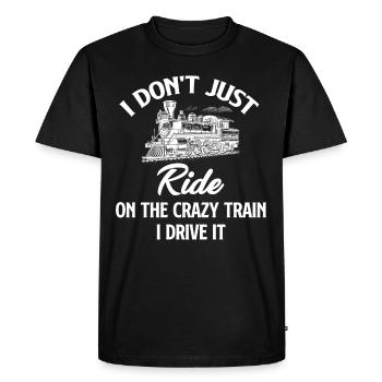Je ne me contente pas de prendre le train, je le conduis - T-shirt Premium bio Homme - noir - Devant - Nico (187cm)
