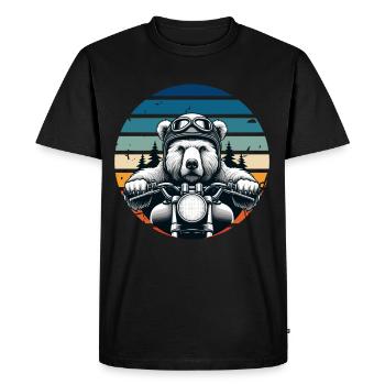 Motorcycle Grizzly Bear Retro Biker Motorcyclist - Men's Premium Organic T-Shirt - black - Front - Nico (187cm)