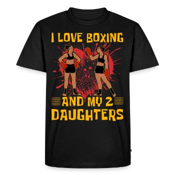 I love Boxing and my 2 Daughters - Men's Premium Organic T-Shirt - black - Front - Nico (187cm)