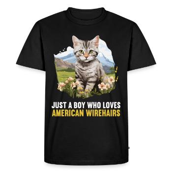 Chat Chats American Wirehair - T-shirt Premium bio Homme - noir - Devant - Nico (187cm)