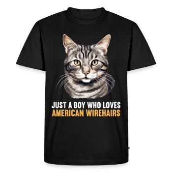 Chat Chats American Wirehair - T-shirt Premium bio Homme - noir - Devant - Nico (187cm)