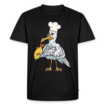 Maritime seagull fish cook hunger cooking - Men's Premium Organic T-Shirt - black - Front - Nico (187cm)