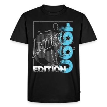 Limited Edition 1990 Limited Edition Football - Men's Premium Organic T-Shirt - black - Front - Nico (187cm)