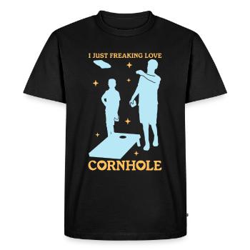 Cornhole Bean Bag joueur trou aveugle cadeau - T-shirt Premium bio Homme - noir - Devant - Nico (187cm)