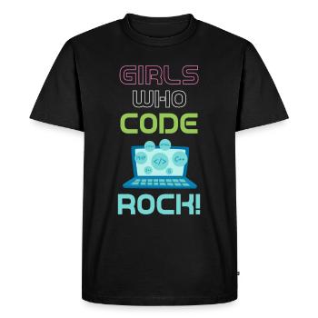 Girls who code, rock! Programmer - Men's Premium Organic T-Shirt - black - Front - Nico (187cm)