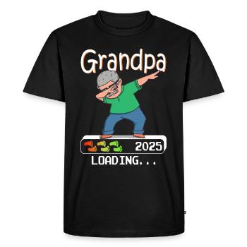 Grandpa-to-be 2025 loading future grandfather - Men's Premium Organic T-Shirt - black - Front - Nico (187cm)