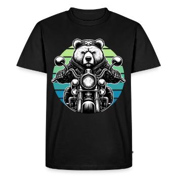 Motorcycle Motorcyclist Biker Grizzly Bear Funny - Men's Premium Organic T-Shirt - black - Front - Nico (187cm)