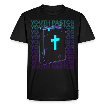 Youth Pastor Preacher Christ - Men's Premium Organic T-Shirt - black - Front - Nico (187cm)