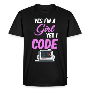 Yes, I'm a girl, yes, I code - Men's Premium Organic T-Shirt - black - Front - Nico (187cm)
