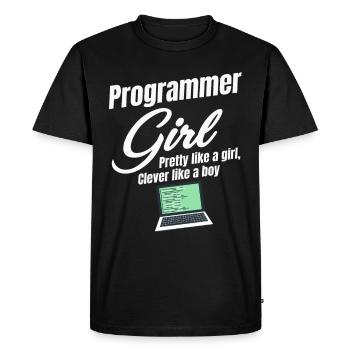 Programmer Girl Pretty As A Girl, Smart - Men's Premium Organic T-Shirt - black - Front - Nico (187cm)