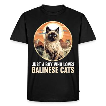 Chat balinais Balinesenkatze - T-shirt Premium bio Homme - noir - Devant - Nico (187cm)