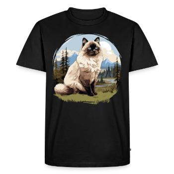 Birman Cat Birma Katze - Men's Premium Organic T-Shirt - black - Front - Nico (187cm)