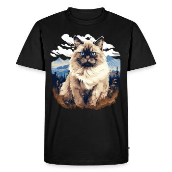 Birman Cat Birma Katze - Men's Premium Organic T-Shirt - black - Front - Nico (187cm)