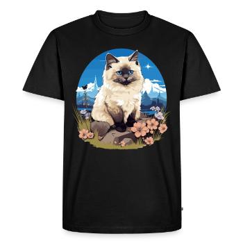 Birman Cat Birma Katze - Men's Premium Organic T-Shirt - black - Front - Nico (187cm)