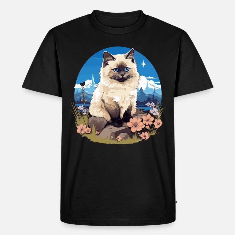 Birman Cat Birma Katze - Männer Premium Bio T-Shirt - Schwarz