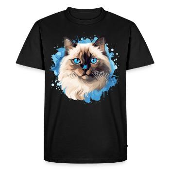 Birman Cat Birma Katze - Men's Premium Organic T-Shirt - black - Front - Nico (187cm)