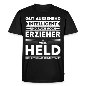 Handsome, intelligent and educator - Men's Premium Organic T-Shirt - black - Front - Nico (187cm)
