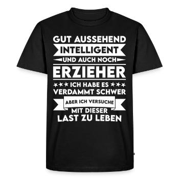 Handsome, intelligent and educator - Men's Premium Organic T-Shirt - black - Front - Nico (187cm)
