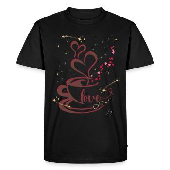 Café - Cœur Coffee silhouette élégante - T-shirt Premium bio Homme - noir - Devant - Nico (187cm)