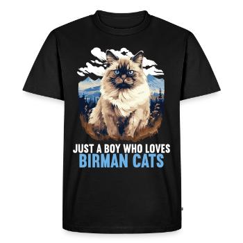 Birman Cat Birma Katze - Men's Premium Organic T-Shirt - black - Front - Nico (187cm)