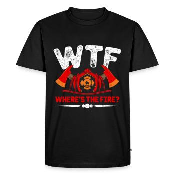 Où est le pompier, pompier, pompier - T-shirt Premium bio Homme - noir - Devant - Nico (187cm)