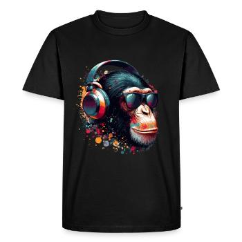 DJ Monkey Monkey Chimpanzee Headphones Sunglasses - Men's Premium Organic T-Shirt - black - Front - Nico (187cm)