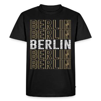 Berlin Font Germany - Men's Premium Organic T-Shirt - black - Front - Nico (187cm)