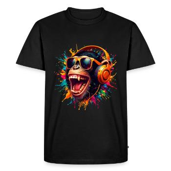 DJ Monkey Monkey Party Chimp Headphones Funny - Men's Premium Organic T-Shirt - black - Front - Nico (187cm)
