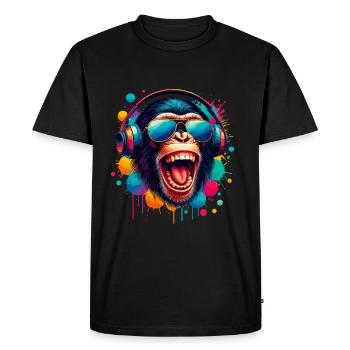 DJ Monkey Chimpanzee Music Headphones Monkey Cool - Men's Premium Organic T-Shirt - black - Front - Nico (187cm)