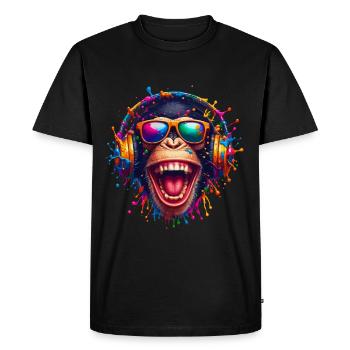 DJ Monkey Monkey Chimpanzé Casque de musique Drôle - T-shirt Premium bio Homme - noir - Devant - Nico (187cm)