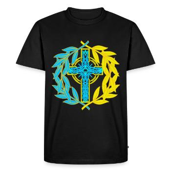 Ukraine Cross Crucifix Crosses - Men's Premium Organic T-Shirt - black - Front - Nico (187cm)