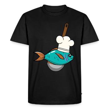 Poisson Poisson Chef Chapeau De Soupe Louche - T-shirt Premium bio Homme - noir - Devant - Nico (187cm)