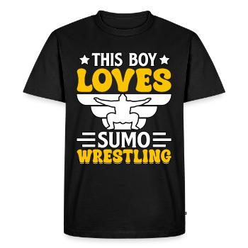 Ce garçon aime la lutte de sumo - T-shirt Premium bio Homme - noir - Devant - Nico (187cm)