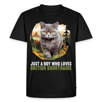 Chat Chats British Shorthair British Shorthair - T-shirt Premium bio Homme - noir - Devant - Nico (187cm)