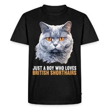 Chat Chats British Shorthair British Shorthair - T-shirt Premium bio Homme - noir - Devant - Nico (187cm)