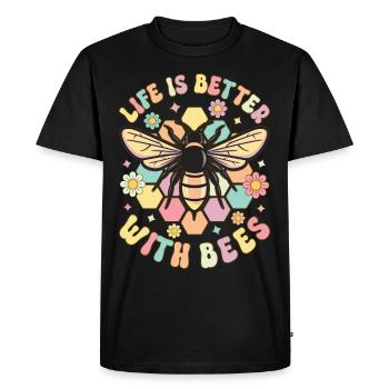Life is better with beekeepers beekeeping - Men's Premium Organic T-Shirt - black - Front - Nico (187cm)