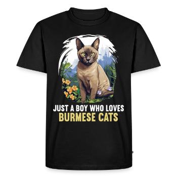 Burmese Cat Burma Katze - Men's Premium Organic T-Shirt - black - Front - Nico (187cm)