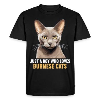 Burmese Cat Burma Katze - Men's Premium Organic T-Shirt - black - Front - Nico (187cm)
