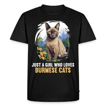 Burmese Cat Burma Katze - Men's Premium Organic T-Shirt - black - Front - Nico (187cm)