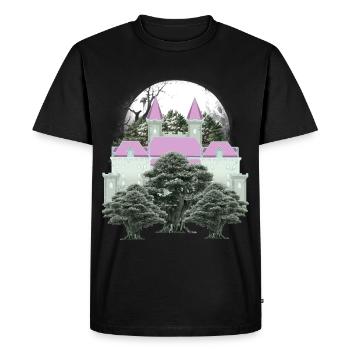 Château Vintage Château Fesutung Médiéval des années 80 - T-shirt Premium bio Homme - noir - Devant - Nico (187cm)