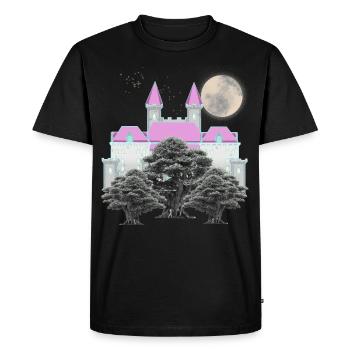 Retro Vintage Fairy Tale Castle Moon Forest Castle - Men's Premium Organic T-Shirt - black - Front - Nico (187cm)