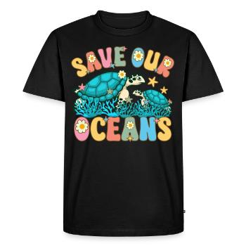 Save Our Oceans Climate Change Ocean Earth Day - Men's Premium Organic T-Shirt - black - Front - Nico (187cm)