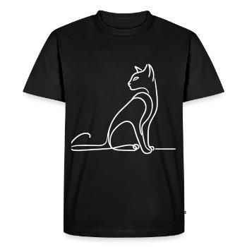 Simple Line Art Kitten Cat Artwork Drawing Cat - Men's Premium Organic T-Shirt - black - Front - Nico (187cm)