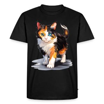 Calico Cat Lucky Cat - Men's Premium Organic T-Shirt - black - Front - Nico (187cm)